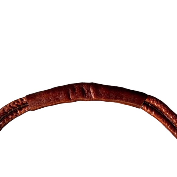 Calleen Cordero Brown Leather Saddle Bag With Studs And Natural Brown Druzzy - Picture 6 of 8